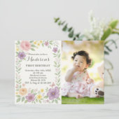 ロマンチックフローラファースト誕生日招待状 招待状 (スタンド正面)