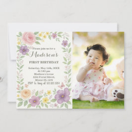 ロマンチックフローラファースト誕生日招待状 招待状