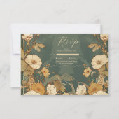 ロマンチックフローラフレーム結婚アールヌーボー 出欠カード (正面)