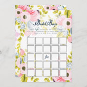 ロマンチックフローラブライダルシャワービンゴゲームカード 招待状 (正面/裏面)