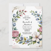 ロマンチックフローラブーケウェディングシャワー 招待状 (正面)