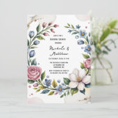 ロマンチックフローラブーケウェディングシャワー 招待状 (スタンド正面)