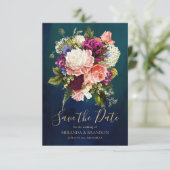 ロマンチックフローラブーケエメラルドグリーン結婚金ゴールド セーブザデート (スタンド正面)