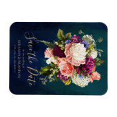 ロマンチックフローラブーケエメラルドグリーン金ゴールドズ マグネット (横)