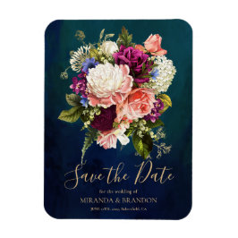 ロマンチックフローラブーケエメラルドグリーン金ゴールドズ マグネット