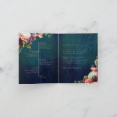 ロマンチックフローラブーケエメラルドグリーン金ゴールドズ 招待状 (内部)