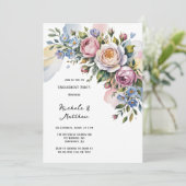 ロマンチックフローラブーケ婚約パーティ 招待状 (スタンド正面)