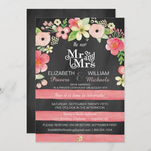 ロマンチックフローラポストウエディングレセプション専用招待状 招待状 (正面/裏面)