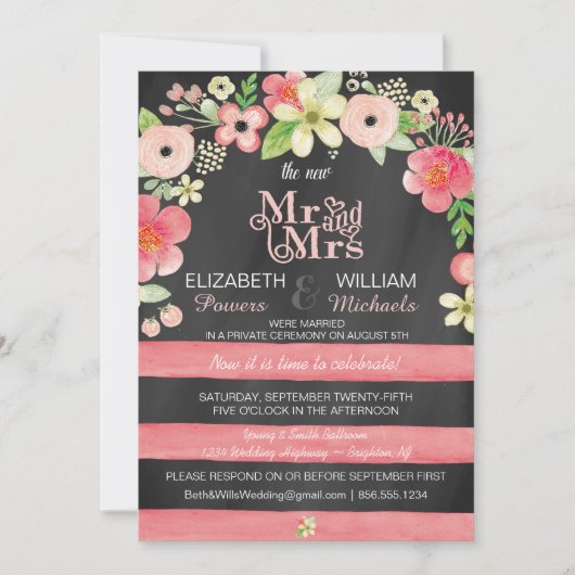 ロマンチックフローラポスト結婚披露宴のみ招待状 招待状 (正面)