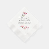 ロマンチックフローラマグノリアブライダルシャワーナプキン 縁ありカクテルナプキン (角)