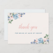 ロマンチックフローラメイド・オブ・オーナー(花嫁付き添い人)サンキューカード インビテーションポストカード (正面/裏面)