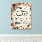 ロマンチックフローララブストーリー引用文アート キャンバスプリント (インサイチュ (ウッドフロア))