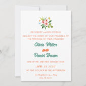 ロマンチックフローラリースウォーター結婚カラー 招待状 (正面)