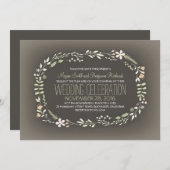 ロマンチックフローラリースカジュアル結婚式招待状 招待状 (正面/裏面)