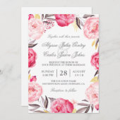 ロマンチックフローラリースボフォーマルタン結婚ズ 招待状 (正面/裏面)