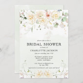 ロマンチックフローラワイルドフラワーガーデンブライダルシャワー 招待状 (正面/裏面)