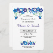 ロマンチックフローラ婚約パーティ招待状 招待状 (正面/裏面)