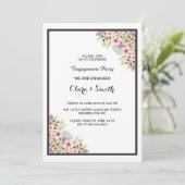 ロマンチックフローラ婚約招待状カード 招待状 (スタンド正面)