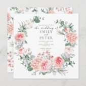 ロマンチックフローラ水彩リースズインビタティ 招待状 (正面/裏面)
