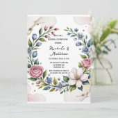 ロマンチックフローラ結婚ブーケお祝い 招待状 (スタンド正面)