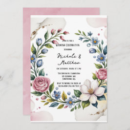 ロマンチックフローラ結婚ブーケお祝い 招待状