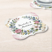 ロマンチックフローラ結婚ブーケ ペーパーコースター (アングル)