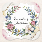 ロマンチックフローラ結婚ブーケ ペーパーコースター (正面)
