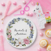 ロマンチックフローラ結婚ブーケ ペーパープレート (パーティー)