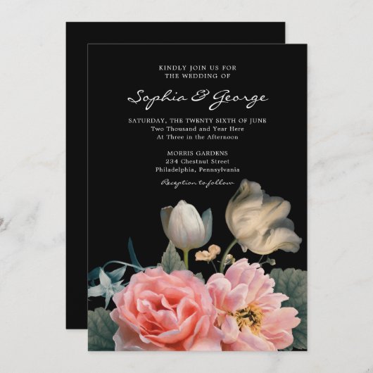 ロマンチックフローラ結婚式招待状カード 招待状 (正面/裏面)