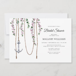 ロマンチックフローラ航海のいかりブライダルシャワー 招待状