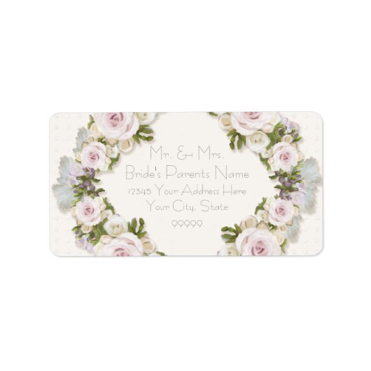 ロマンチックフローラ赤面バラヴィンテージ差出人住所 ラベル (正面)