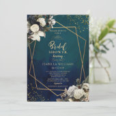 ロマンチックフローラ金ゴールドリースブライダルシャワー 招待状 (スタンド正面)
