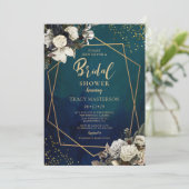 ロマンチックフローラ金ゴールドリースブライダルシャワー 招待状 (スタンド正面)