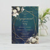 ロマンチックフローラ金ゴールドリース婚約パーティ 招待状 (スタンド正面)