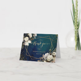 ロマンチックフローラ金ゴールド結婚リースサンキューカード サンキューカード