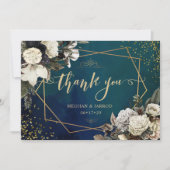ロマンチックフローラ金ゴールド結婚リースサンキューカード サンキューカード (正面)