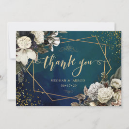 ロマンチックフローラ金ゴールド結婚リースサンキューカード サンキューカード