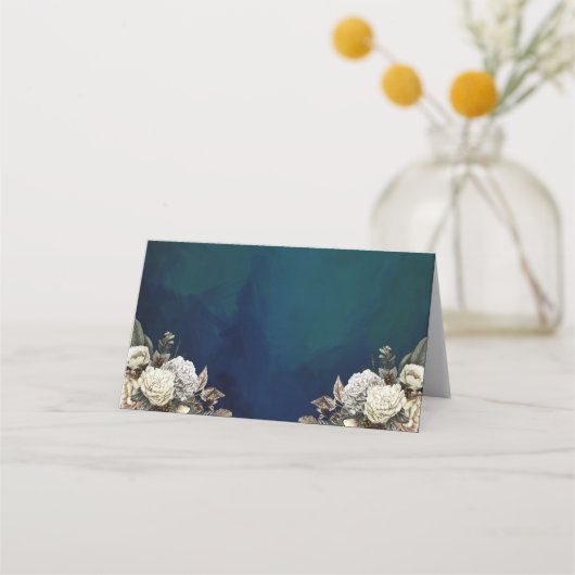 ロマンチックフローラ金ゴールド結婚リース プレイスカード (正面)