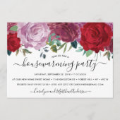 ロマンチックフローラ開花引っ越し祝いパーティーパーティー 招待状 (正面)