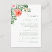 ロマンチックフローラQRコードコーラルセージ詳細結婚ズ エンクロージャーカード (正面)