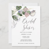 ロマンチックブライダルシャワーウォーターカラーユーカリ 招待状 (正面)