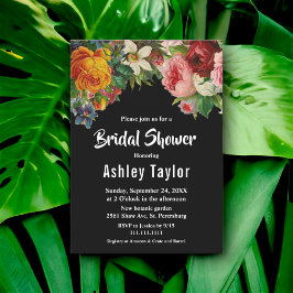 ロマンチックブラックアンドホワイトボホフローラブライダルシャワー 招待状