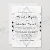 ロマンチックブラックタイ結婚式招待状 招待状 (正面)