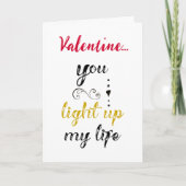 ロマンチックブラックレッド&金ゴールドバレンタインことわざホリデー シーズンカード (正面)