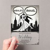 ロマンチックブラック&ホワイト漫画ブックエレガントな結婚式 アクリル招待状 (インサイチュ (ポータブル))