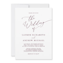 ロマンチックブルガンディミニマル結婚式招待状