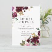 ロマンチックブルゴーニュフローラエレガントブライダルシャワー 招待状 (スタンド正面)