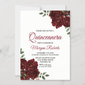 ロマンチックブルゴーニュレッドローズキンセアニェラパーティー マグネット招待状 (正面)