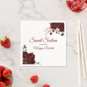 ロマンチックブルゴーニュレッドローズスイートフローラ16 スタンダードカクテルナプキン (インサイチュ)