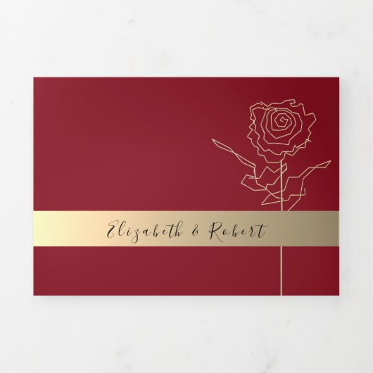 ロマンチックブルゴーニュ結婚式招待状 三つ折り招待状 (カバー)